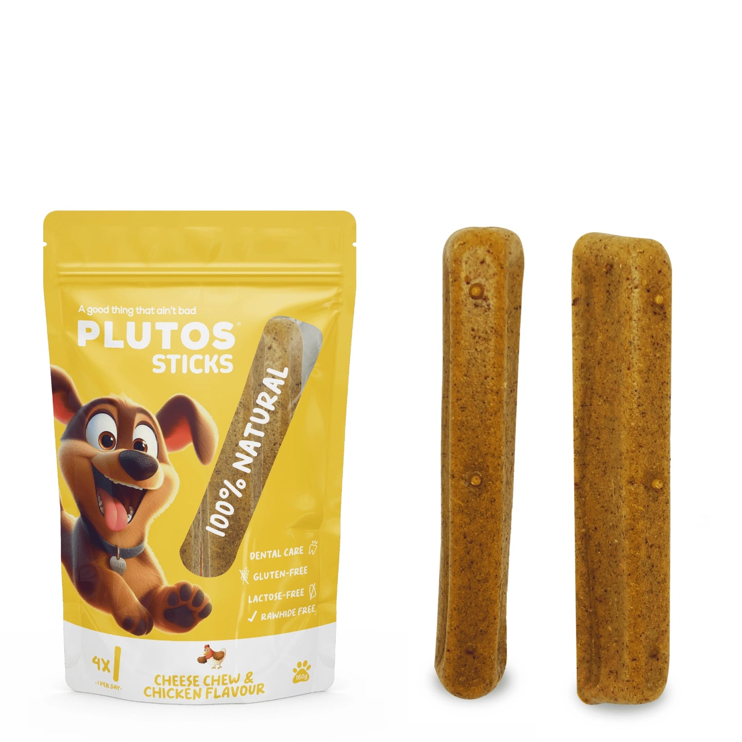 Plutos Sticks - Queijo mastigável e Frango 4un