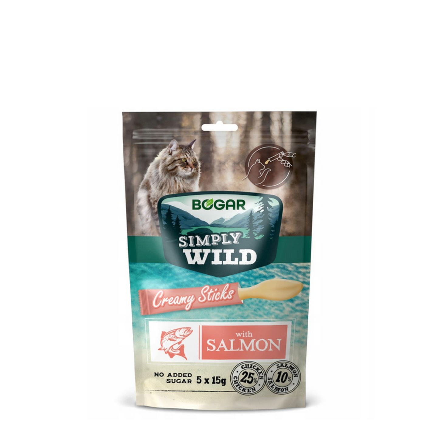 Bogar Simply Wild Creamy Sticks Salmão para Gato - 5 tubos