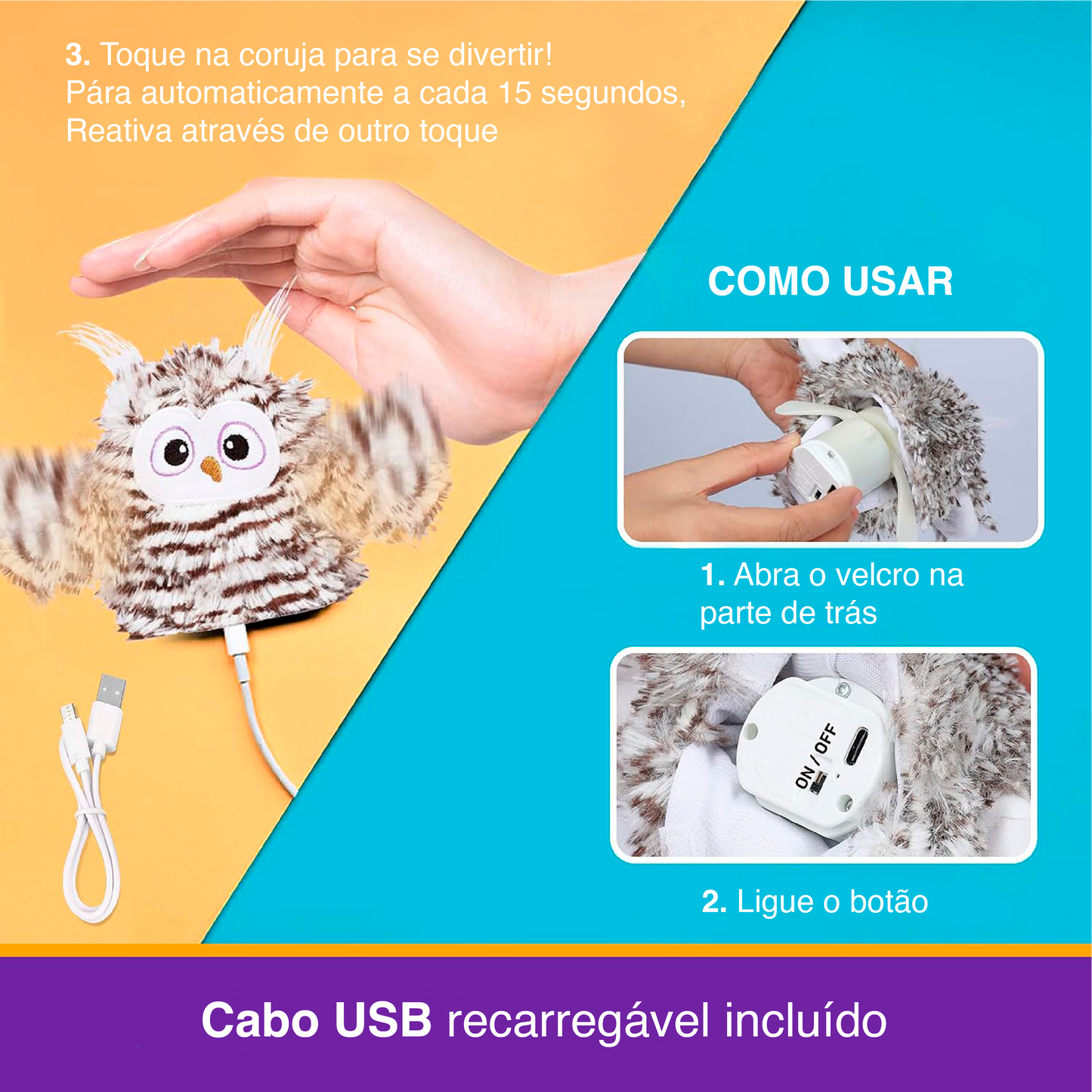 Coruja Brincalhona Agita as Asas - FOFOS