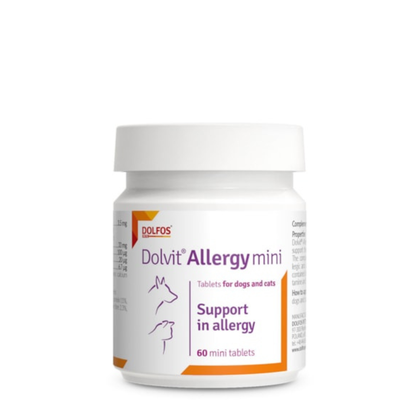 Dolvit® Allergy Mini - Suporte para alergias para cães e gatos 60 comprimidos