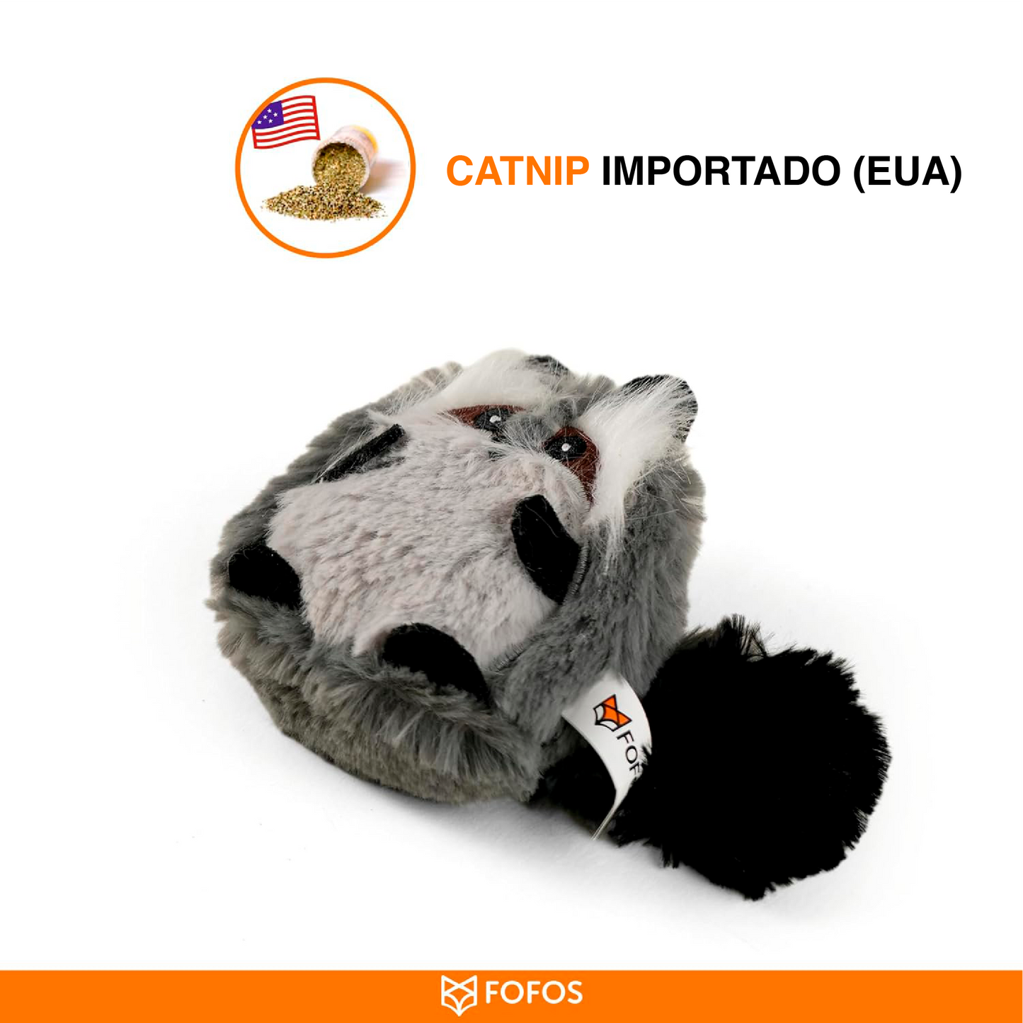 Guaxinim de Peluche com catnip - FOFOS