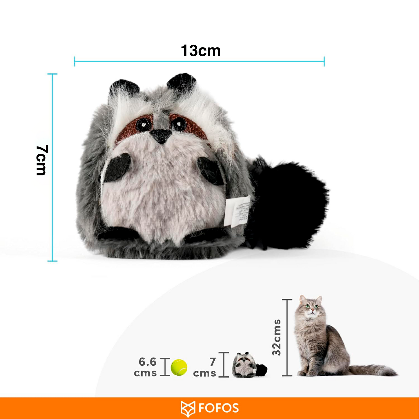 Guaxinim de Peluche com catnip - FOFOS