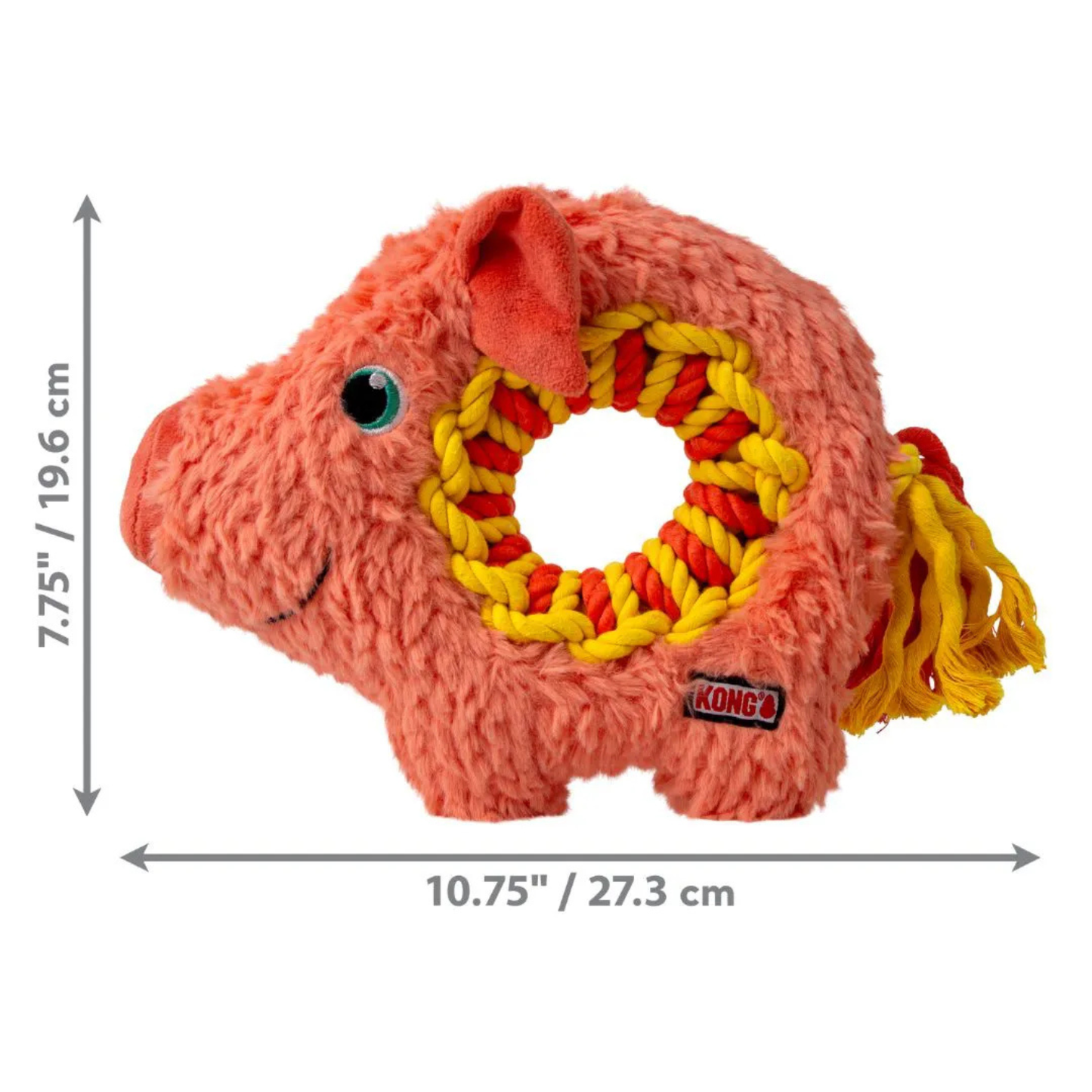 Kong Ringaroos Pig M - porco super resistente com corda e apito