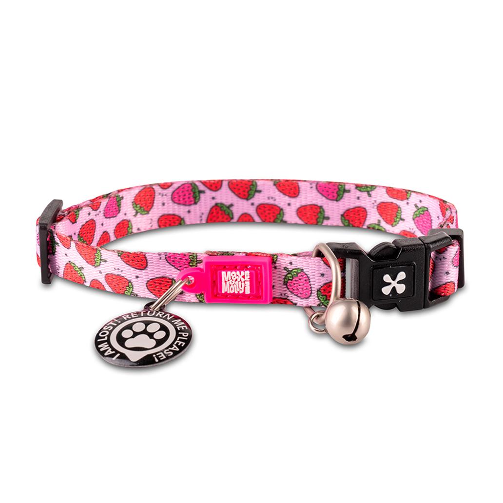 Coleira Gato com ID Tag Max&Molly - Strawberry Dream