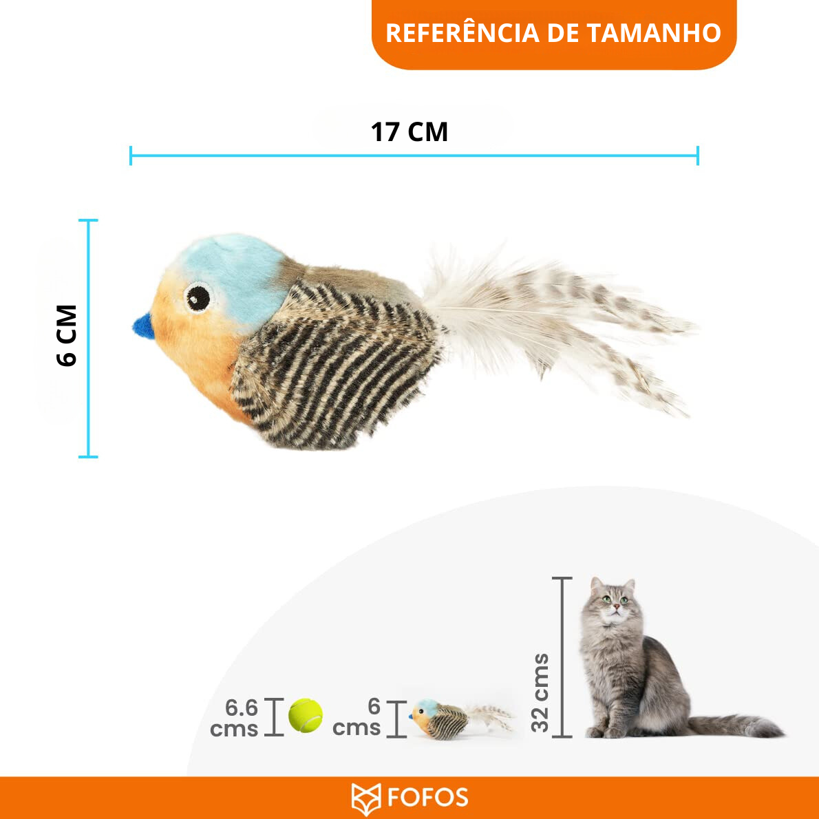 Pássaro Azul com som e catnip - FOFOS