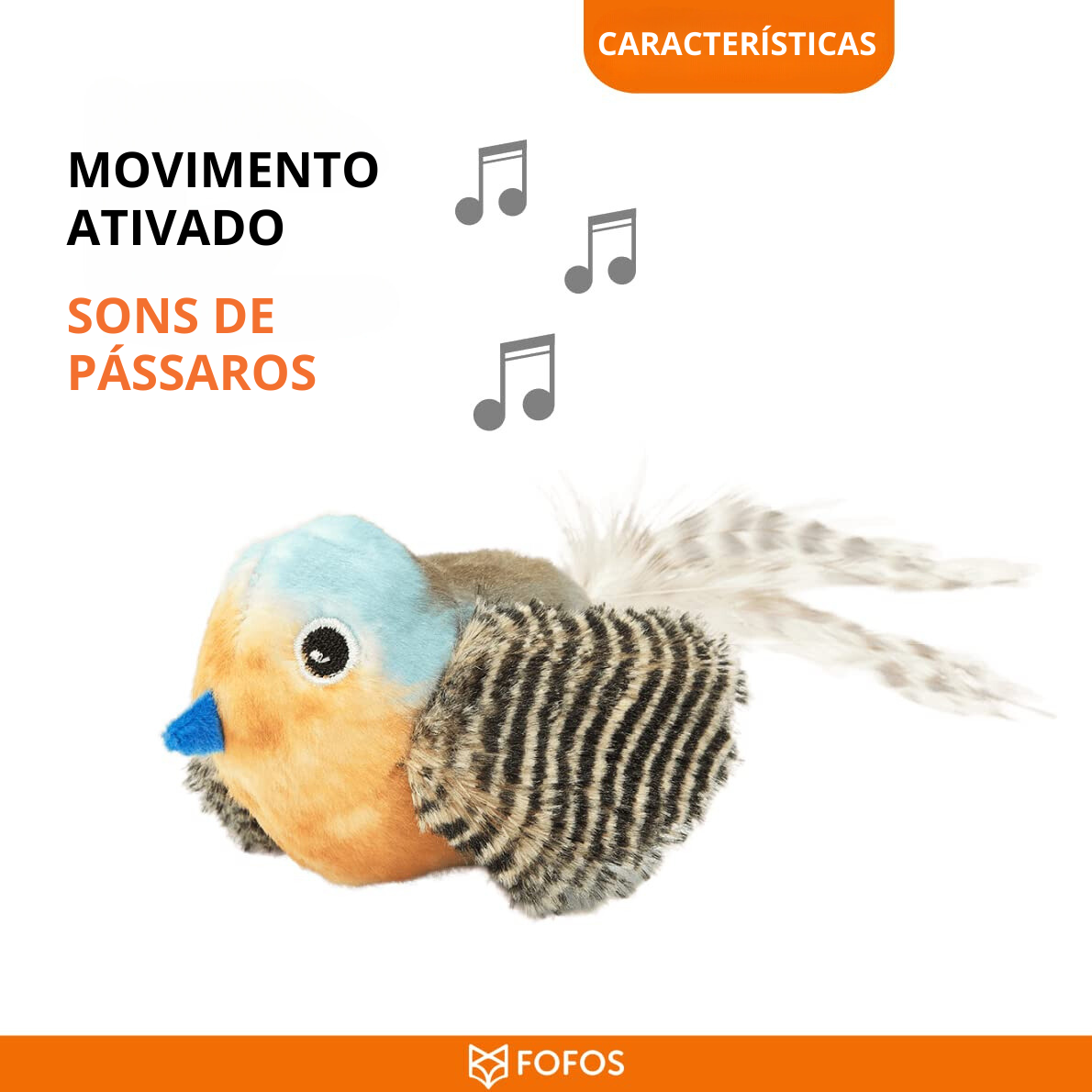 Pássaro Azul com som e catnip - FOFOS