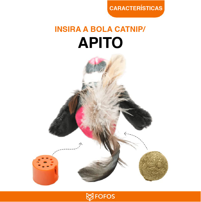 Pássaro Preto com som e catnip - FOFOS