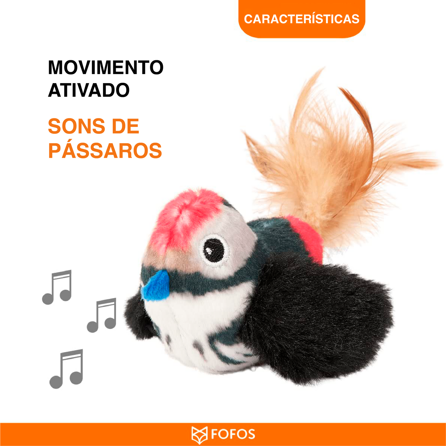 Pássaro Preto com som e catnip - FOFOS