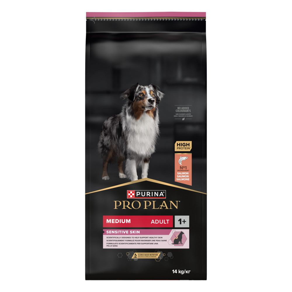 Pro Plan Sensitive Skin Medium 14kg - Ração para cão adulto médio com pele sensível - Salmão