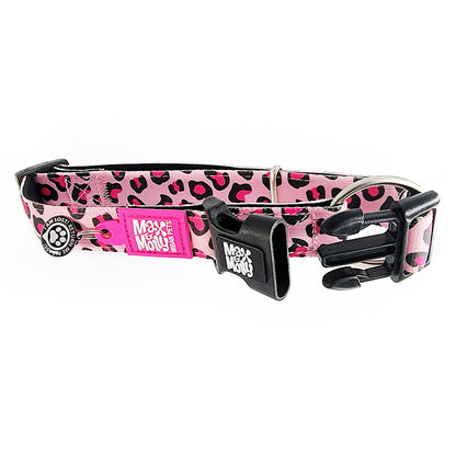 Coleira com ID Tag Max&Molly - Leopard Pink