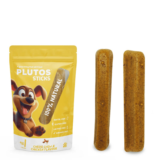 Plutos Sticks - Queijo mastigável e Frango 4un