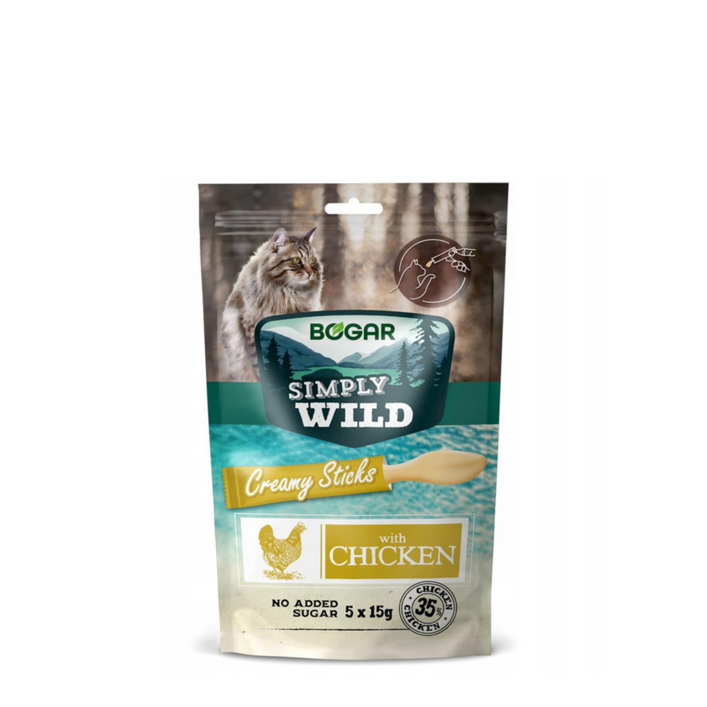 Bogar Simply Wild Creamy Sticks Frango para Gato - 5 tubos