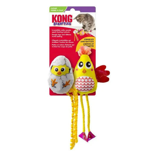 Kong Scrattles Chicken - duas galinhas de brincar com catnip para gato