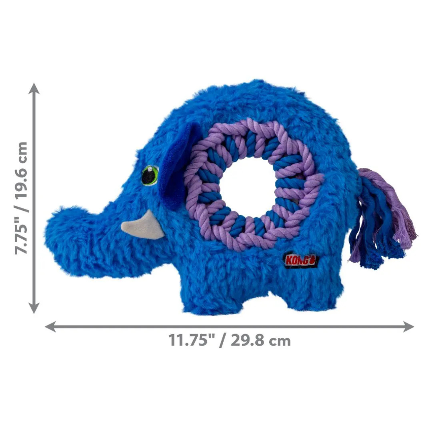 Kong Ringaroos Elephant M - elefante super resistente com corda e apito