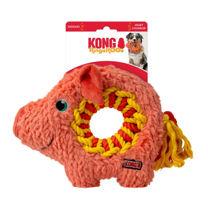 Kong Ringaroos Pig M - porco super resistente com corda e apito