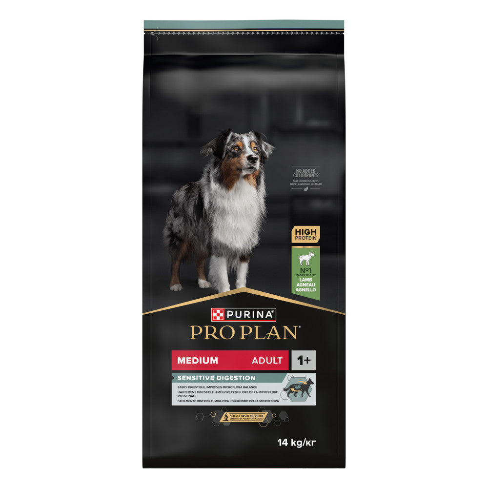 Pro Plan Sensitive Digestion Medium 14kg - Ração para cão adulto médio com sensibilidade digestiva - Borrego