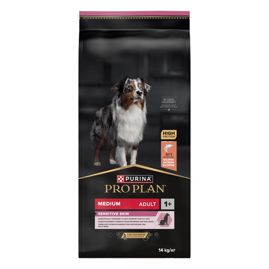 Pro Plan Sensitive Skin Medium 14kg - Ração para cão adulto médio com pele sensível - Salmão