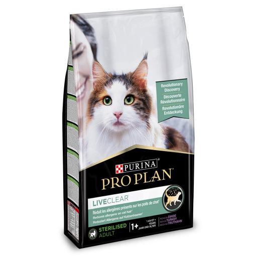 Pro Plan Gato Liveclear Sterilised Adult Turkey - Ração para gatos esterilizados 7kg