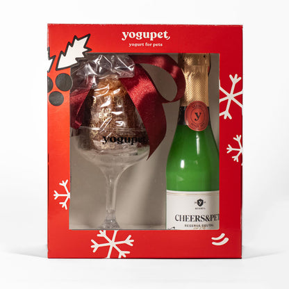 Yogupet Caixa de Natal - Pack Champanhe + Copo + Panetone