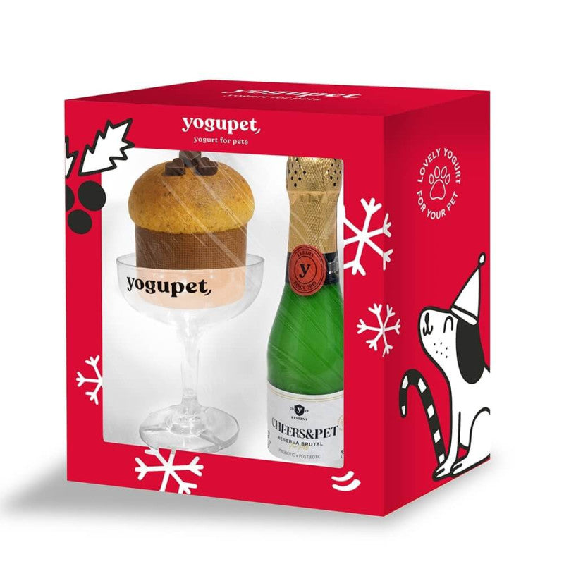 Yogupet Caixa de Natal - Pack Champanhe + Copo + Panetone